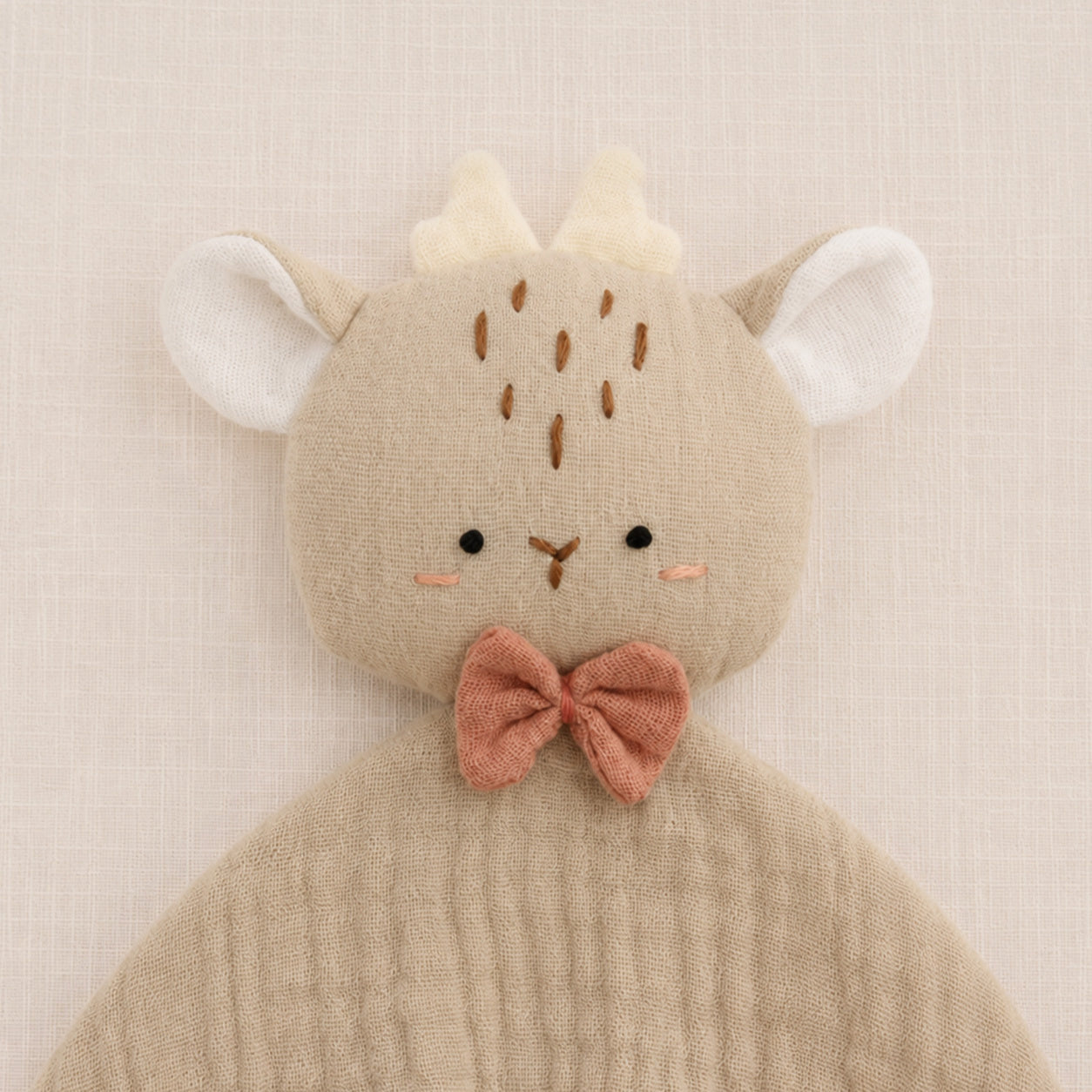Doudou lange faon en double gaze de coton biologique fabriqué en France