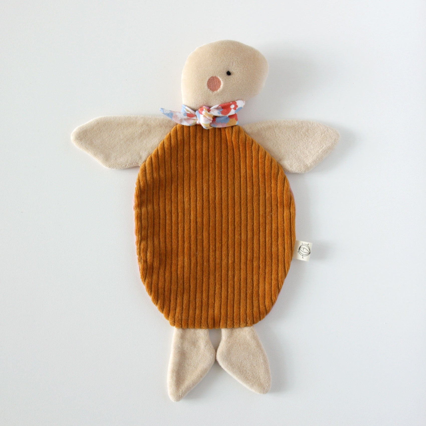 Doudou plat Tortue en coton bio made in France