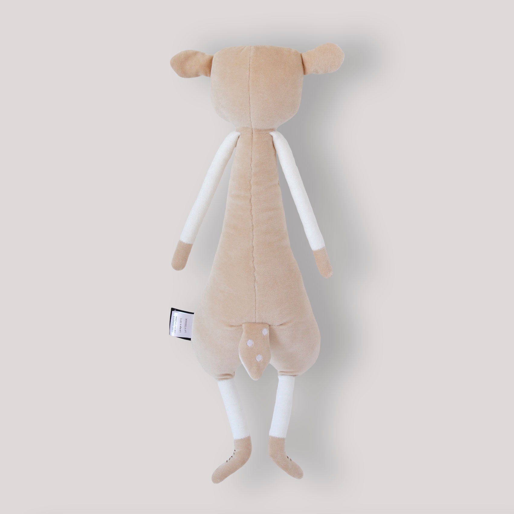 Doudou artisanal de fabrication française Abigail la biche, dos