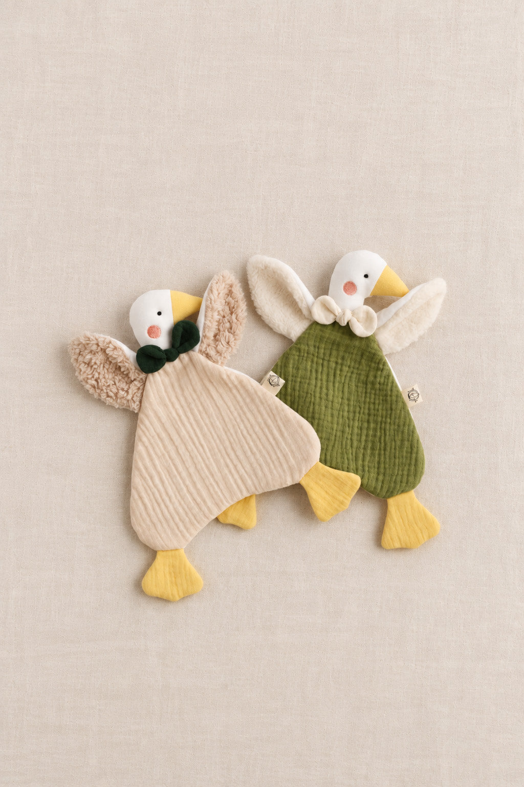 Doudous oisons multi-matières en coton bio – Trotte Noisette