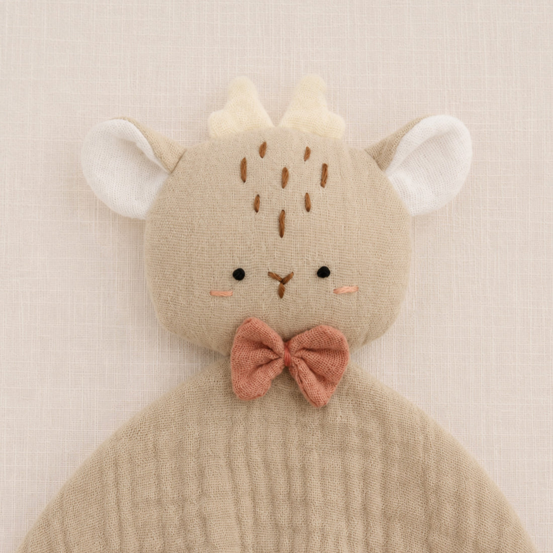 Doudou lange faon en double gaze de coton biologique fabriqué en France
