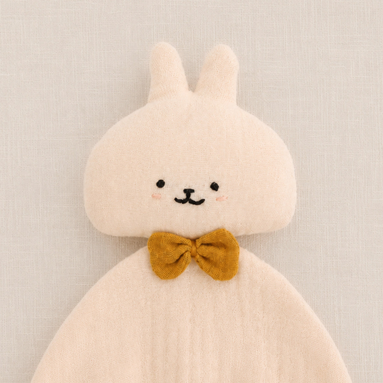 Doudou lange lapin en double gaze de coton biologique fabriqué en France