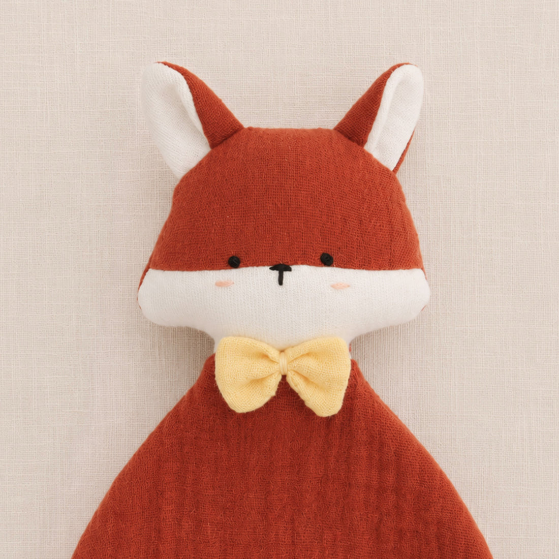 Doudou lange renard en double gaze de coton biologique fabriqué en France