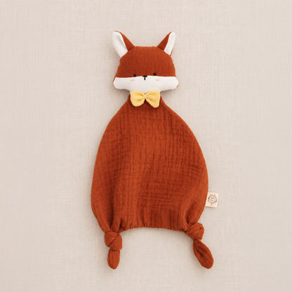Doudou lange renard Trotte Noisette en coton bio couleur rouille