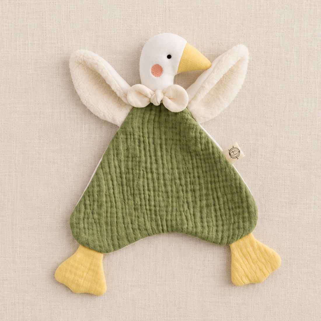 Doudou oison en coton bio coloris vert mousse – Trotte Noisette