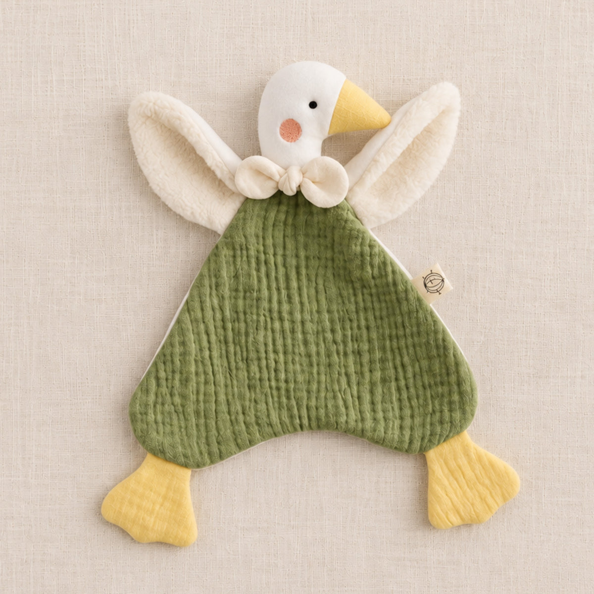 Doudou oison en coton bio coloris vert mousse – Trotte Noisette