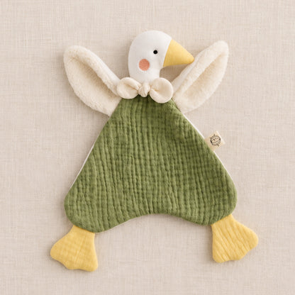 Doudou oison en coton bio coloris vert mousse – Trotte Noisette