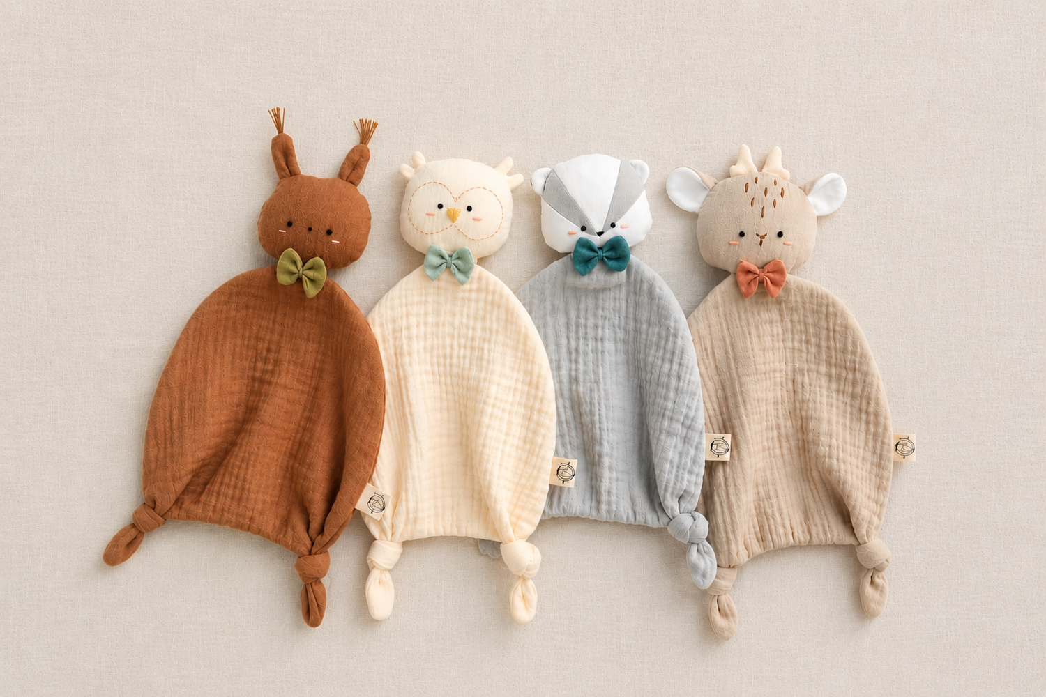 Collection de petits doudous langes made in France en coton biologique