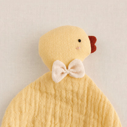 Doudou lange poussin en double gaze de coton biologique fabriqué en France
